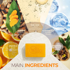 Inlifay Turmeric Kojic Acid Soap foaming net lather highlights creamy cleansing.