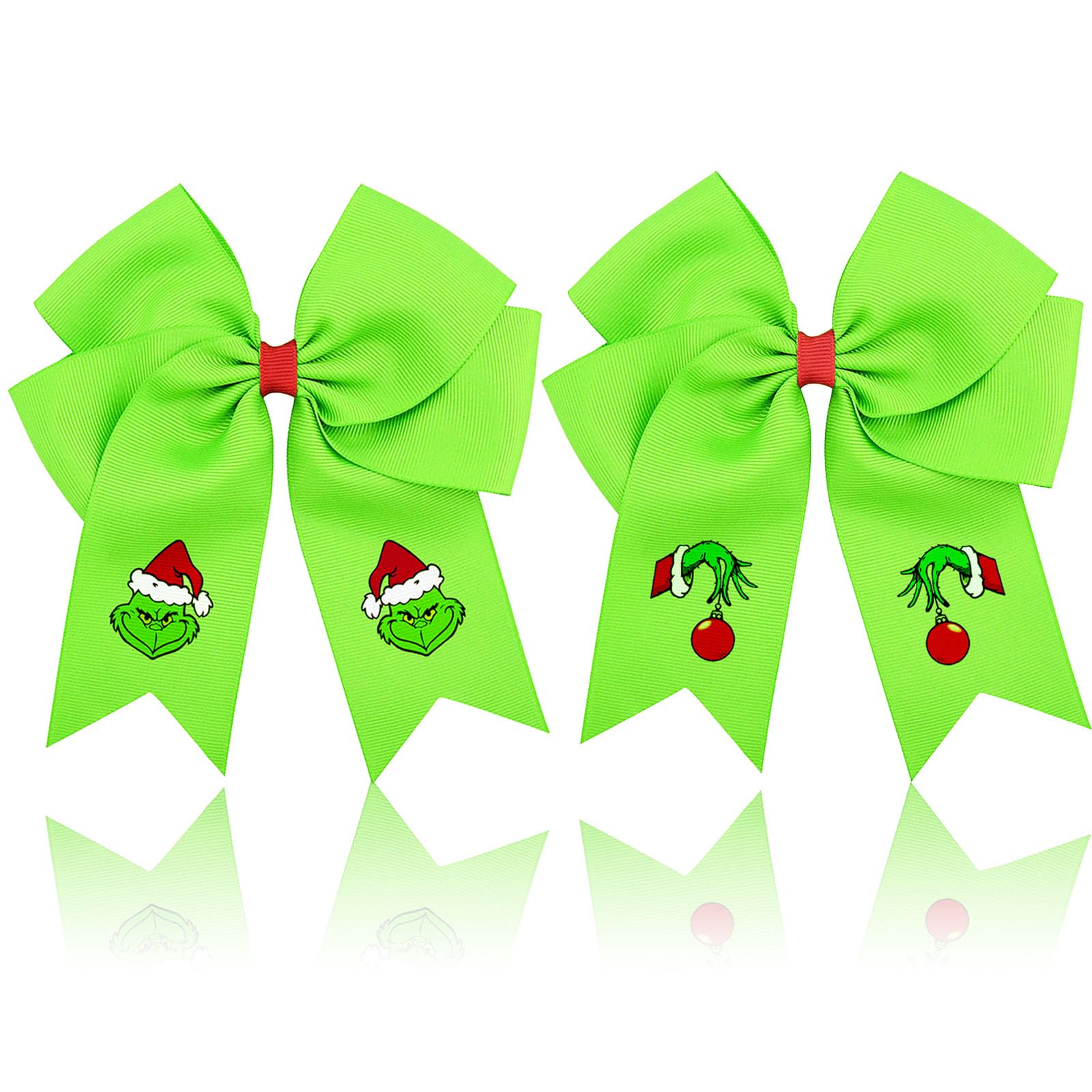 INLOLLY Geinch bow green front view showcases festive charm for holiday outfits.