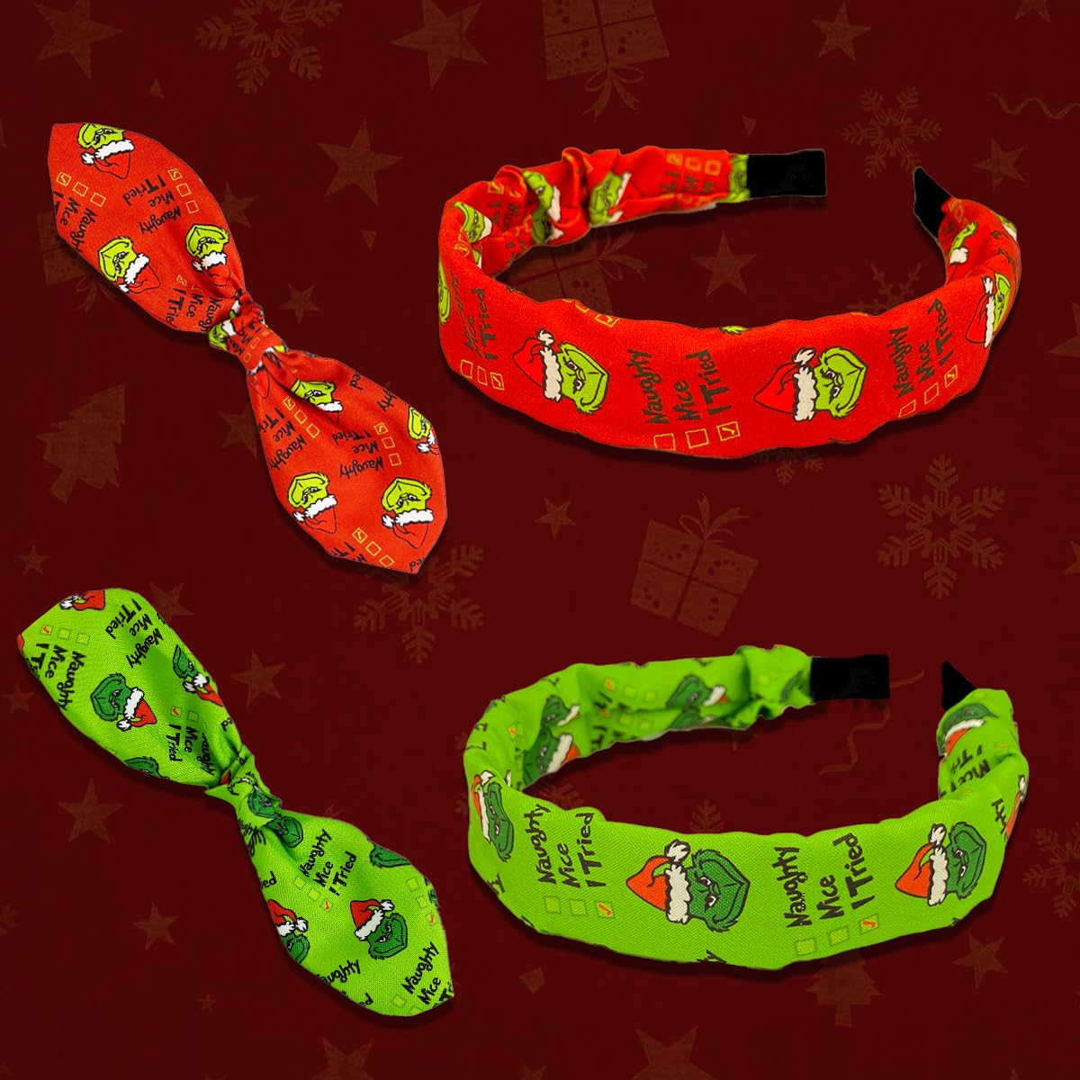 INLOLLY Griench headband shows two styling options for Christmas looks