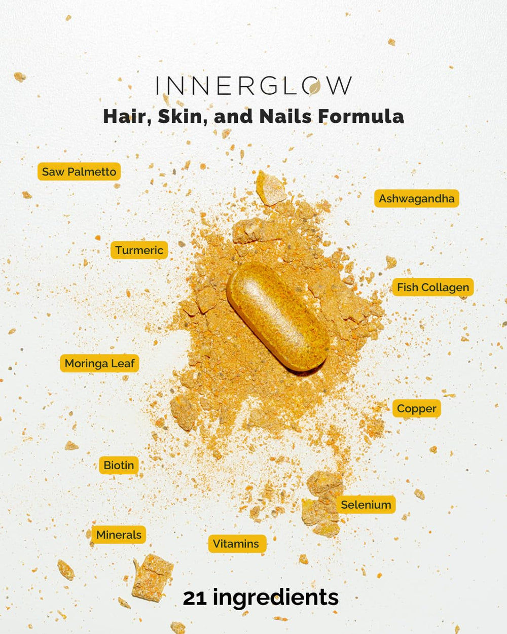 Inner Glow 21-nutrients panel – broad vitamin and mineral support.
