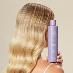 INNERSENSE Bright Balance Shampoo foam-dispense highlights purple-toning application for brass reduction