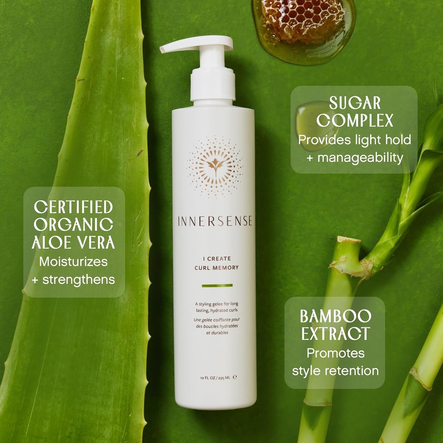 INNERSENSE Curl Memory Gel refill packaging close-up emphasizes sustainable, ethical sourcing.