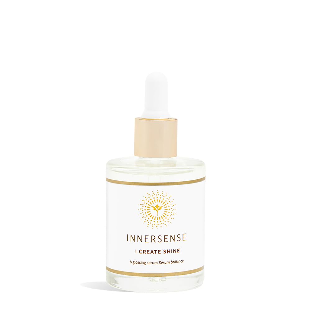 INNERSENSE Glossing Serum bottle showcases healthy shine and clean ingredients.