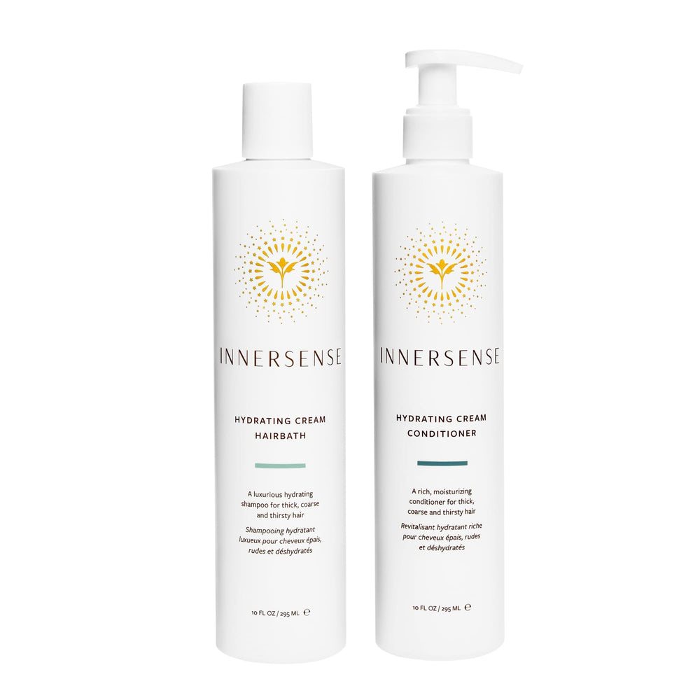 INNERSENSE Hairbath Shampoo bottle showing moisture-friendly formula for hydrated, frizz-controlled hair.