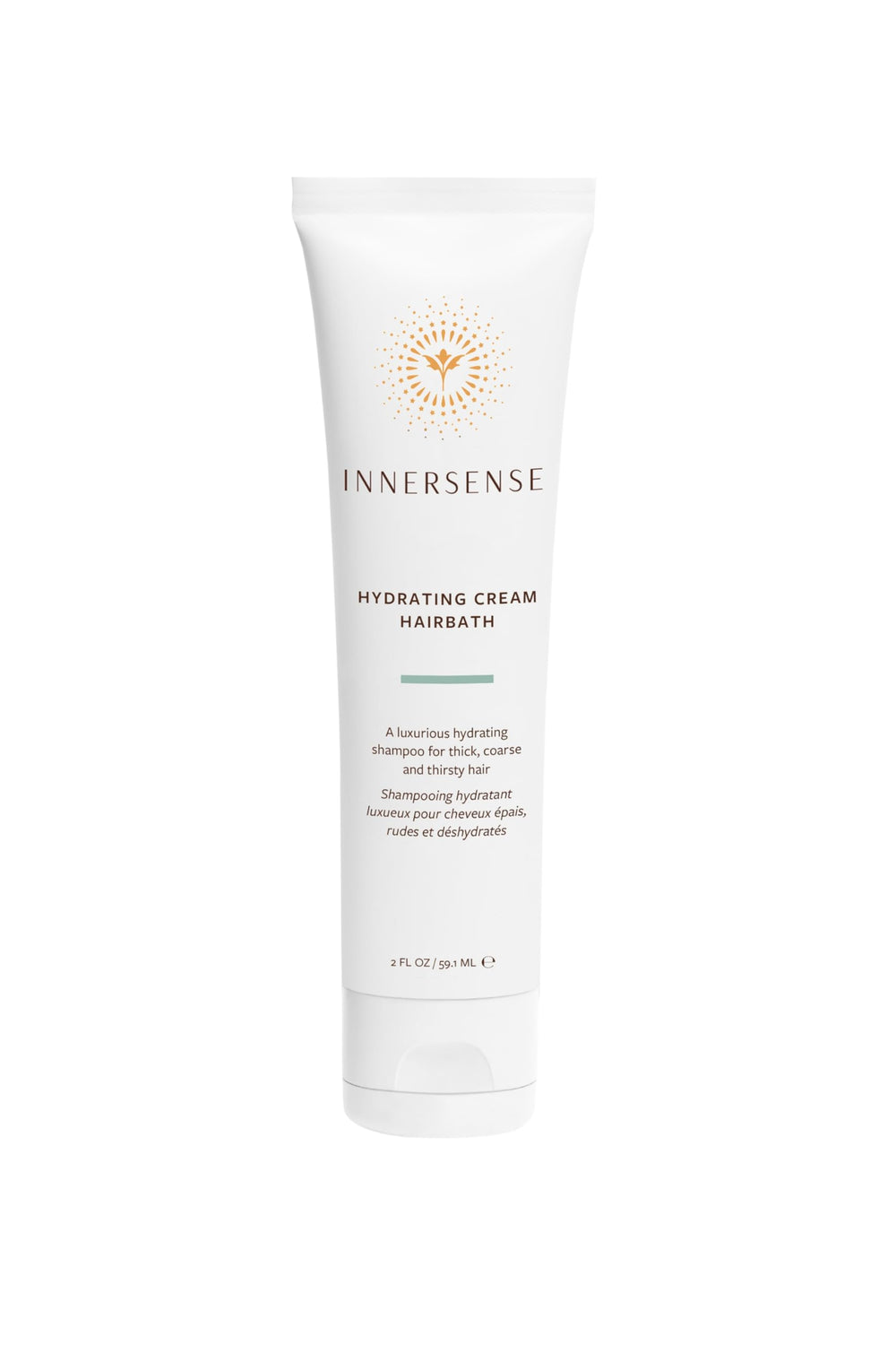 INNERSENSE Hydrating Cream Hairbath pour demonstrates sulfate-free cleansing and moisture delivery.