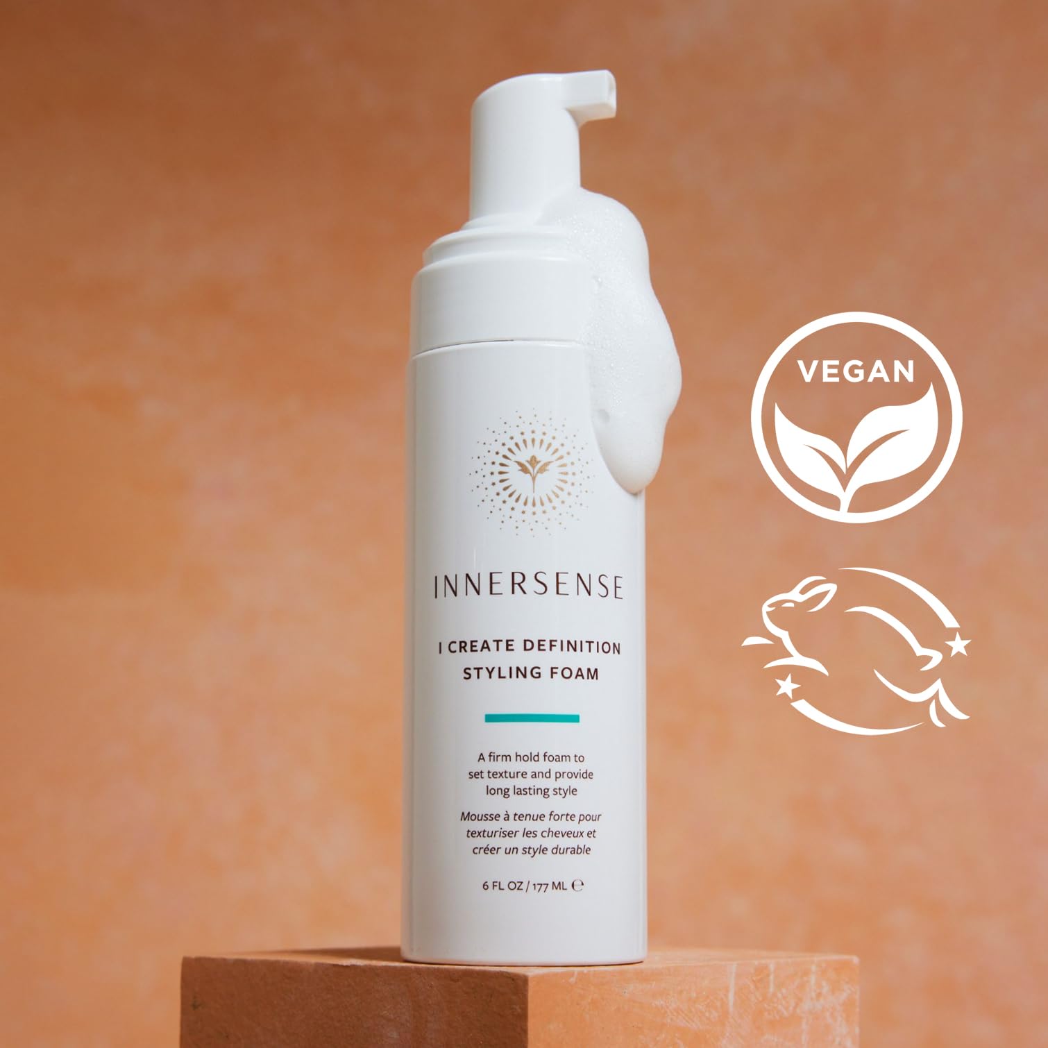 INNERSENSE I Create Definition Styling Foam curls closeup shows frizz control and bounce