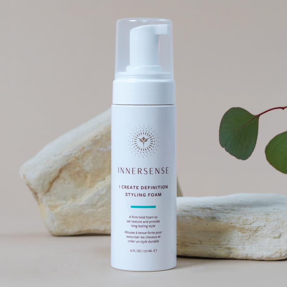 INNERSENSE I Create Definition Styling Foam lifestyle shot suggests easy styling routine