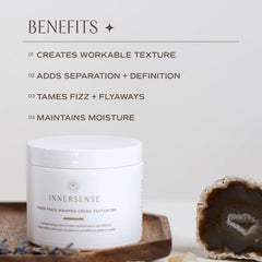 INNERSENSE Inner Peace Whipped Creme Texturizer on hair shows lightweight hold for definition.