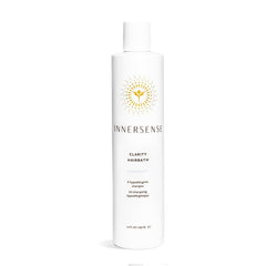 INNERSENSE Natural Clarity Hairbath bottle front highlights fragrance-free formula ideal for sensitive scalps.
