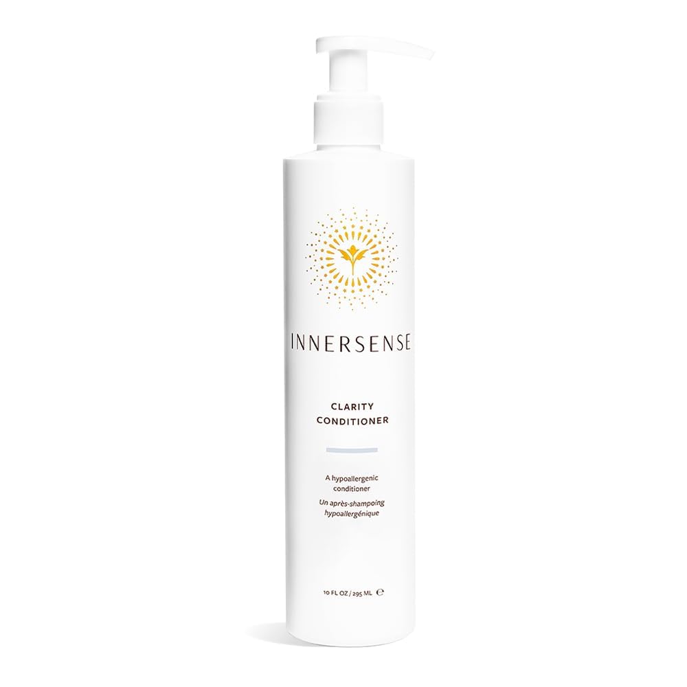INNERSENSE Natural Clarity conditioner bottle delivers gentle moisture for sensitive scalps.