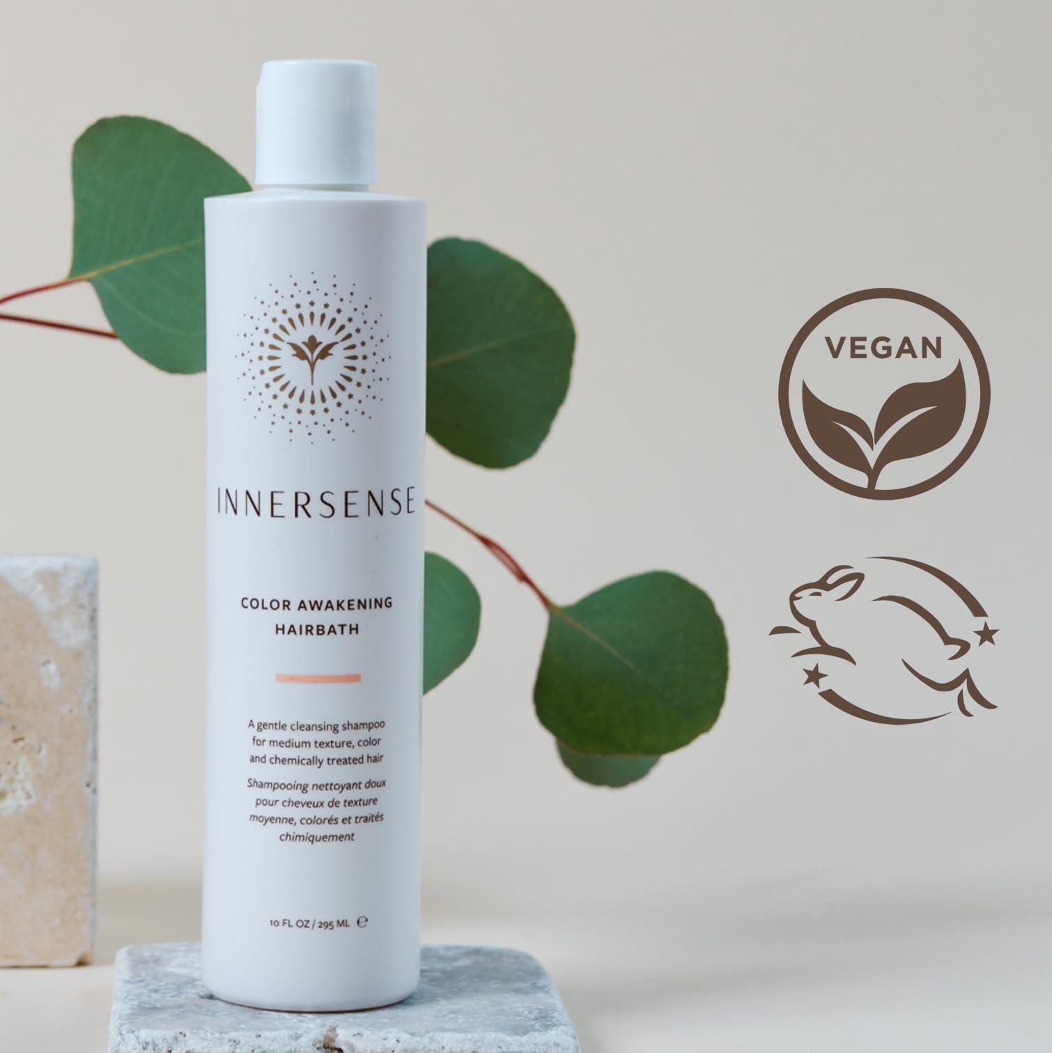 INNERSENSE Natural Color Awakening Hairbath pour demonstrating easy usage and quick cleanse