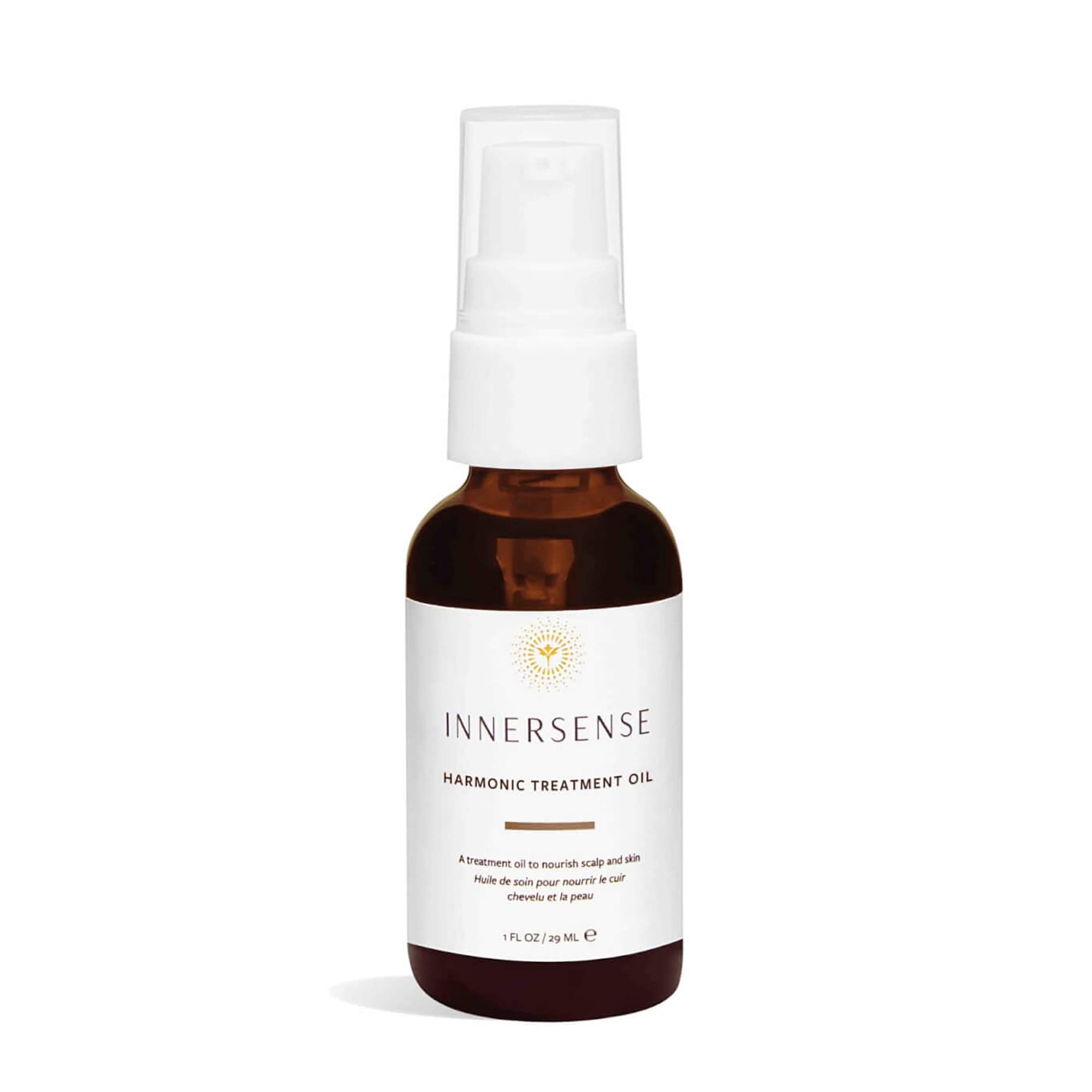 INNERSENSE Natural Harmonic Treatment Oil bottle nourishes scalp.