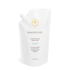 INNERSENSE Natural Hydrating Cream Conditioner bottle shown for hydration and frizz control.