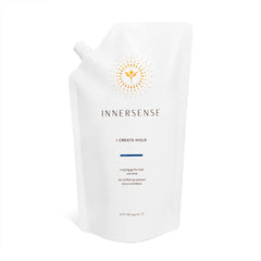 Bottle-front shot of INNERSENSE I Create Hold Gel shows natural shine and firm hold.