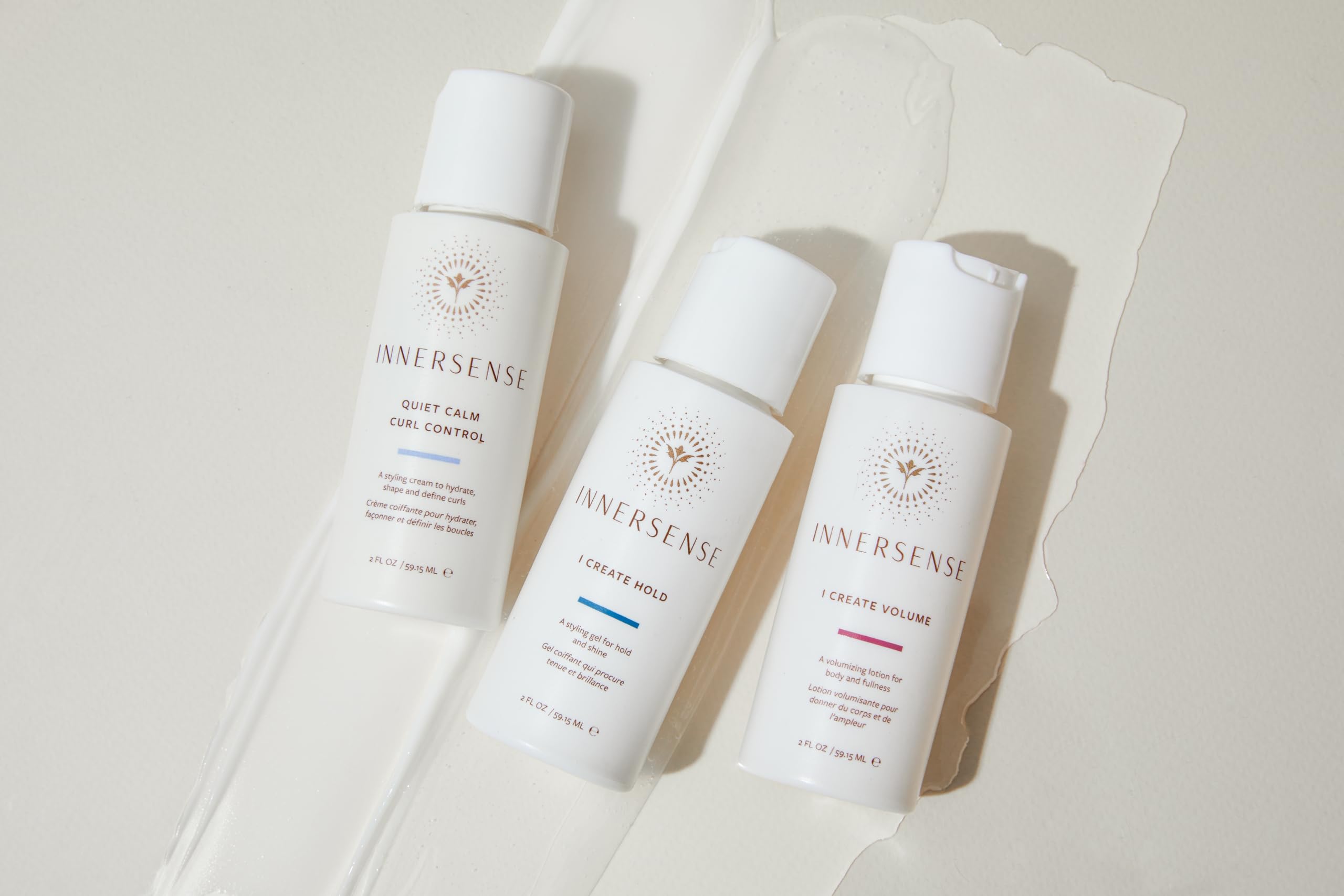 INNERSENSE Quiet Calm Curl Control bundle promotes calm, well-formed curls in varied weather.