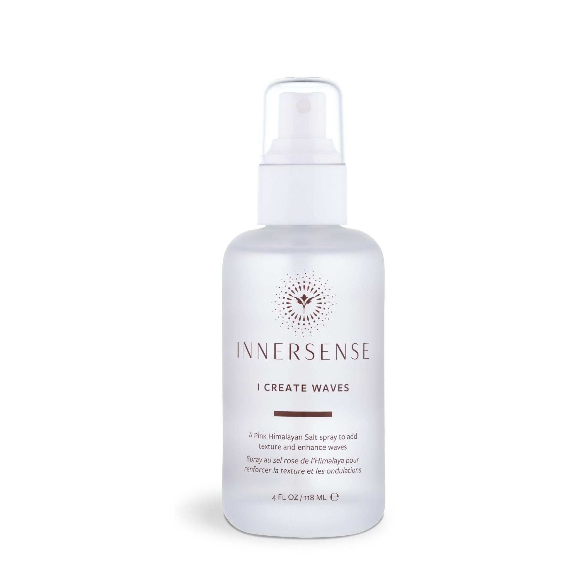INNERSENSE pink salt spray bottle 4oz for lightweight texture and natural waves.