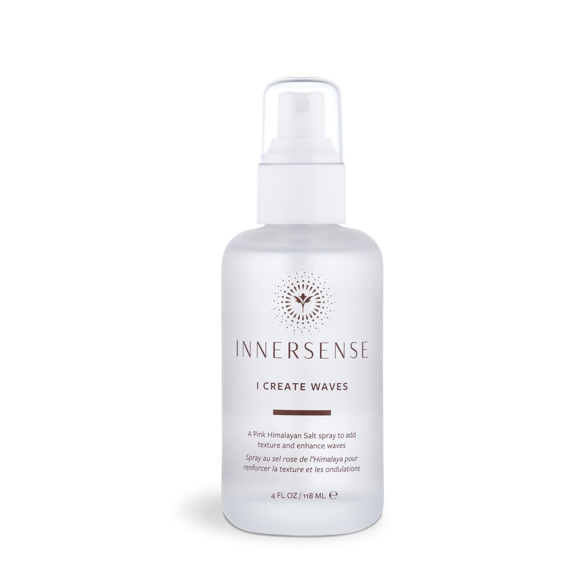 INNERSENSE pink salt spray bottle 4oz for lightweight texture and natural waves.