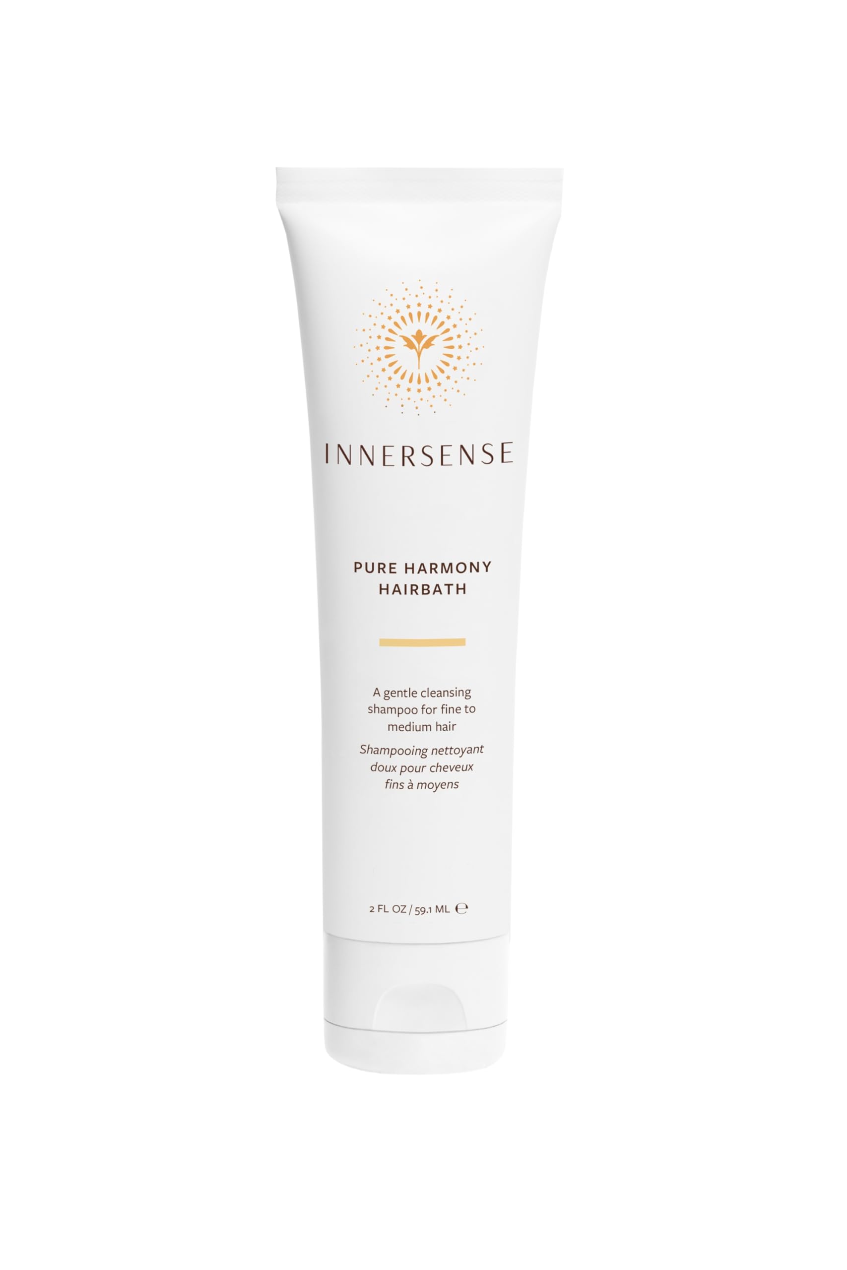 INNERSENSE Pure Harmony Hairbath bottle demonstrates sulfate-free cleansing with added volume.