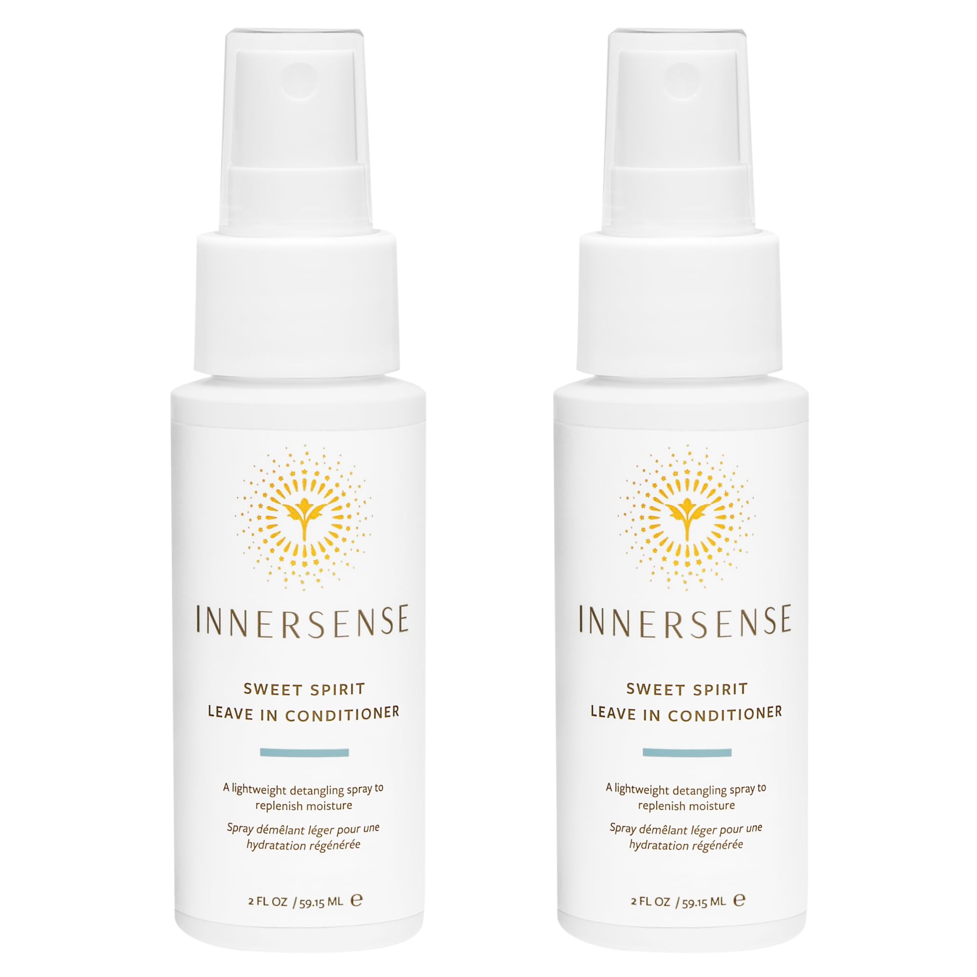 INNERSENSE Sweet Spirit Leave-In Conditioner bottle detangles and hydrates for all hair types.
