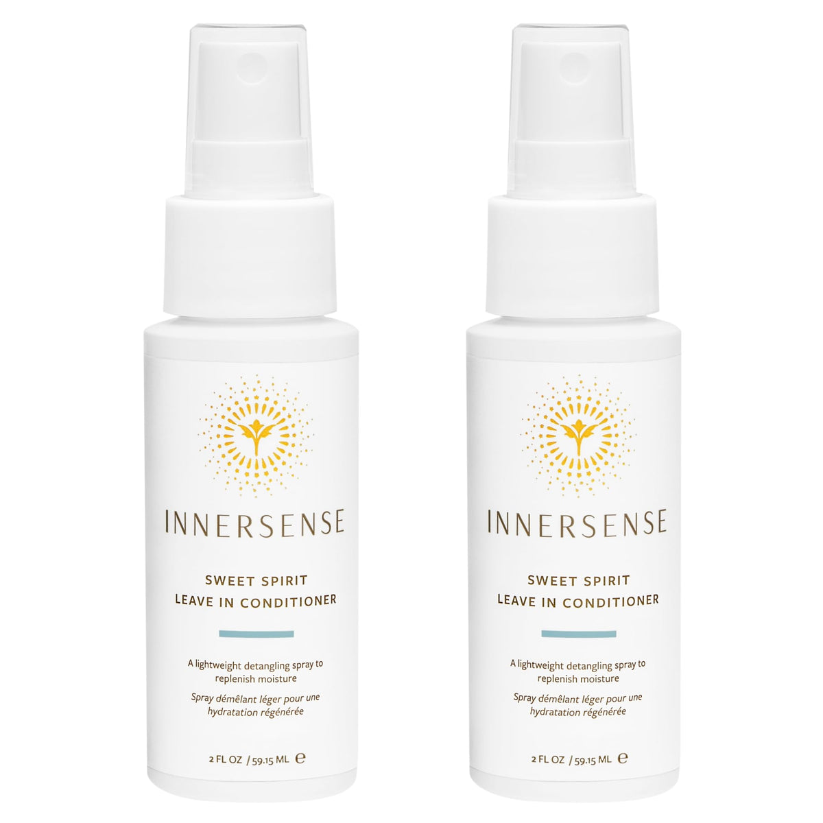INNERSENSE Sweet Spirit Leave-In Conditioner bottle detangles and hydrates for all hair types.