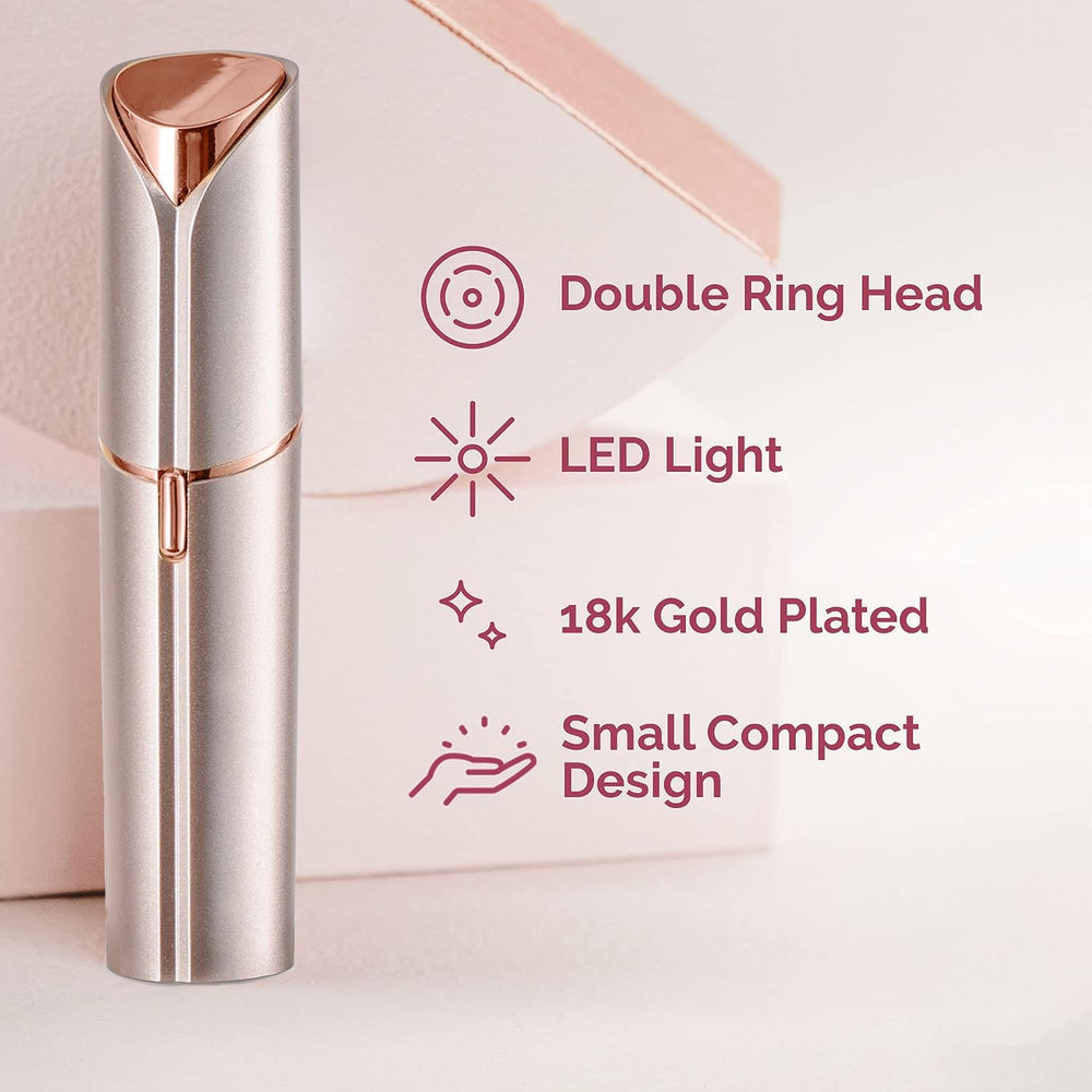 INNOBEAUT facial hair remover rose gold side view, comfortable grip