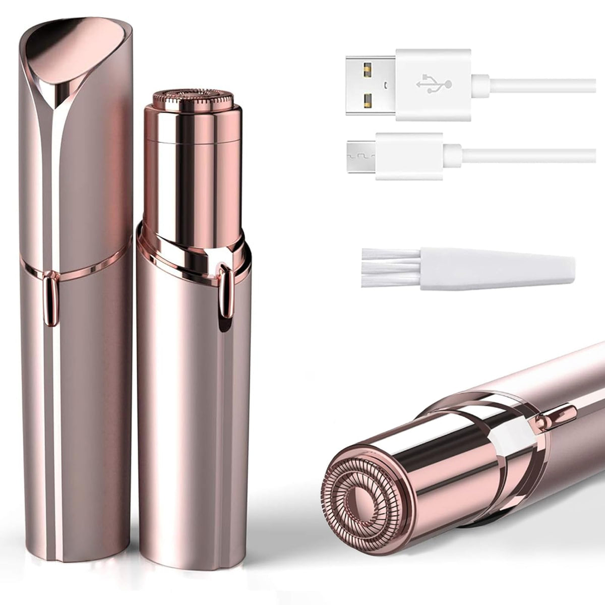 INNOBEAUT facial hair remover rose gold top view, portable precise grooming
