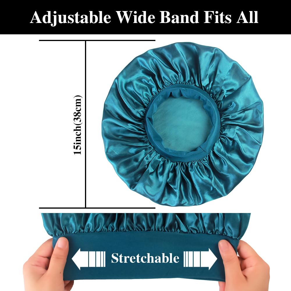 Inprog satin bonnet wide-band stays on during sleep for comfortable nights.