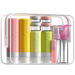 Botellas de silicona INSFIT de 3 oz para viaje, a prueba de fugas y fáciles de rellenar.