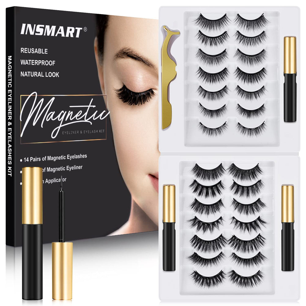 INSMART magnetic eyelashes 14-pair set for a lightweight natural look