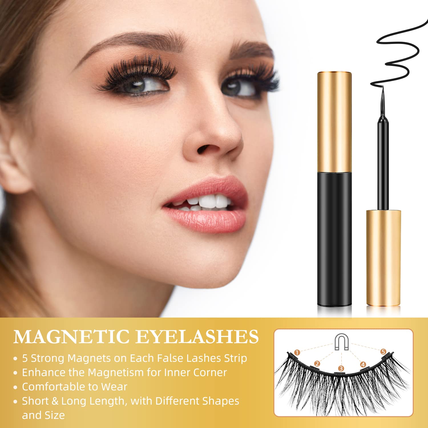 INSMART magnetic eyeliner tubes close-up showing smooth formula with magnets