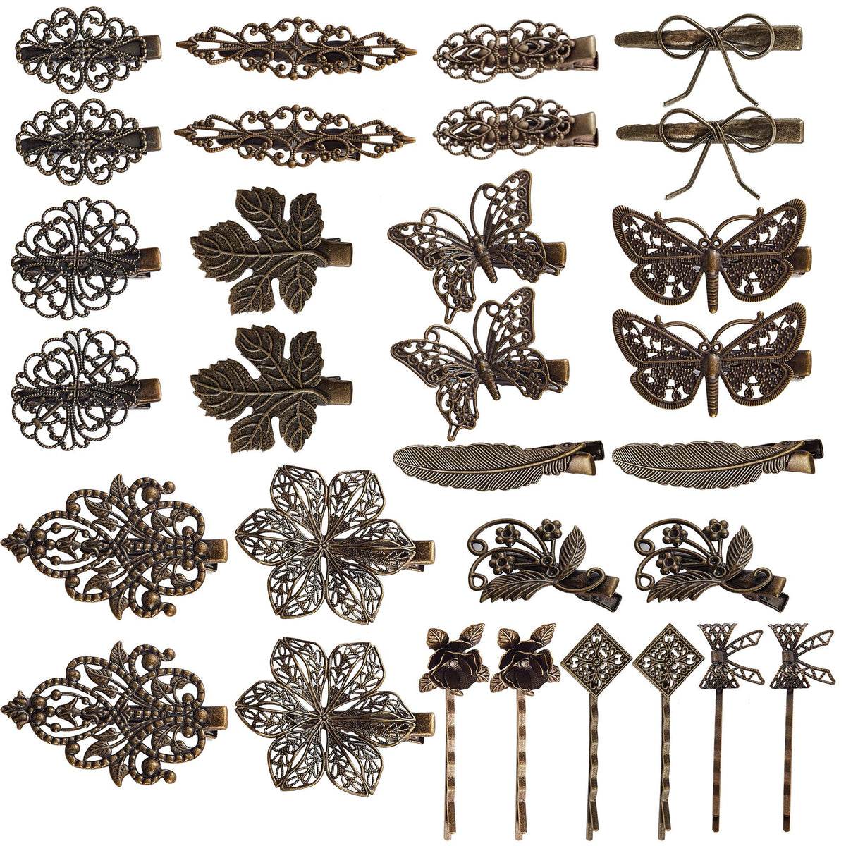 insowni bronze alligator clip with bow and leaf design for vintage gothic hairstyles