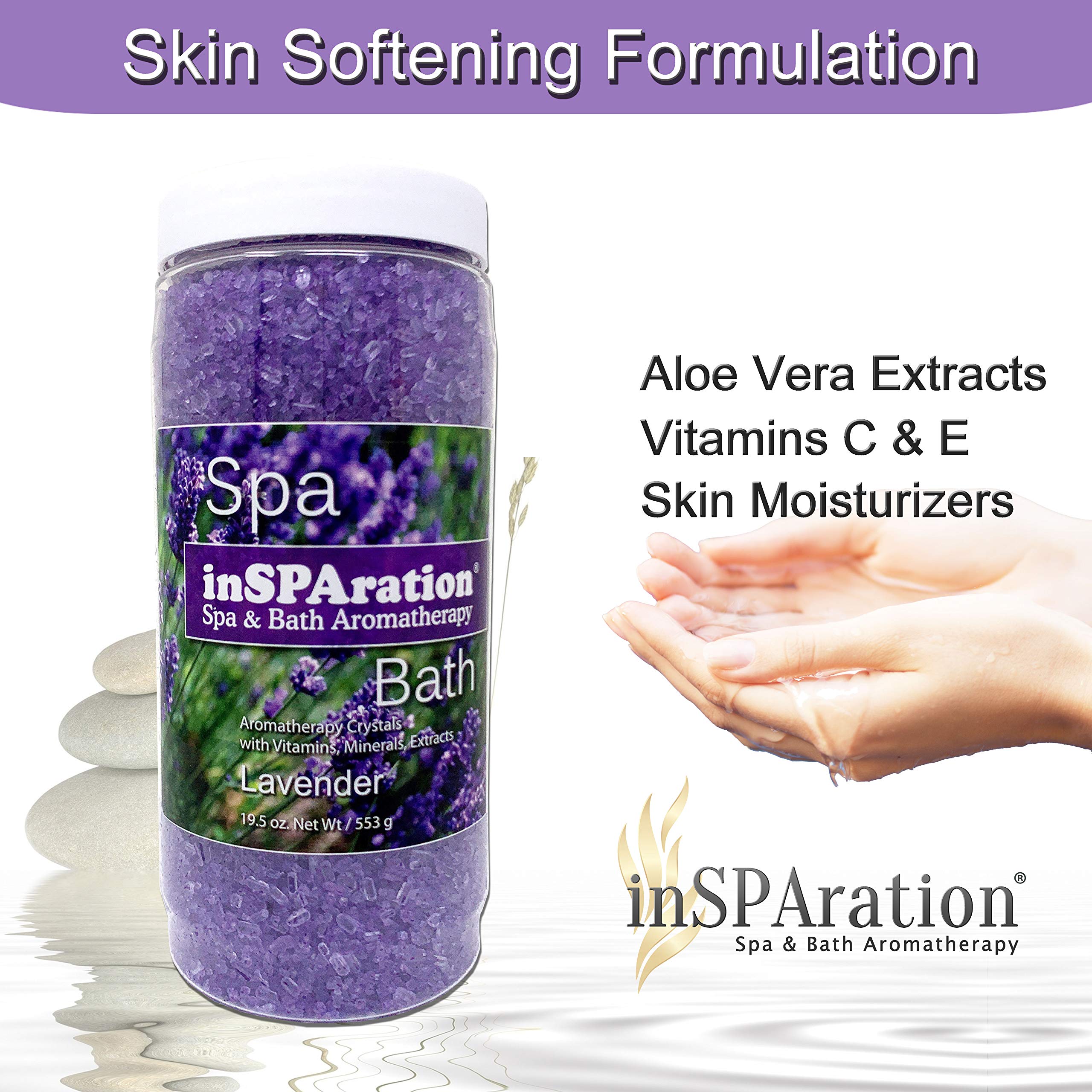 InSPAration lavender crystals mask chemical odors and leave skin feeling soft after soak.