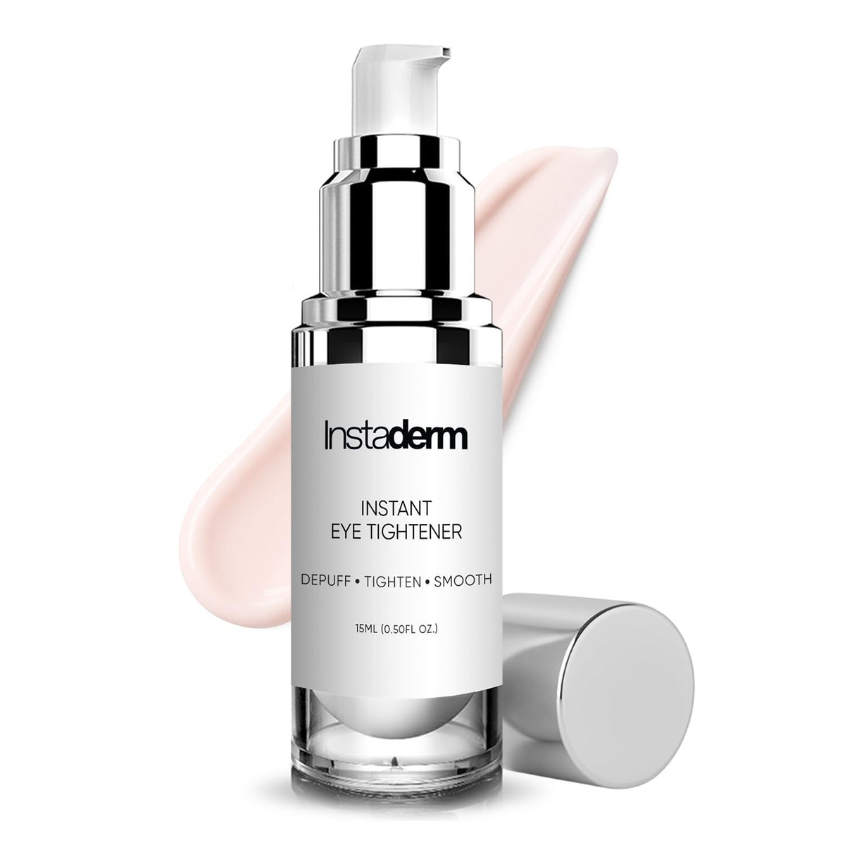 Instaderm Instant Eye Tightener packaging highlights premium anti-puffiness formula.