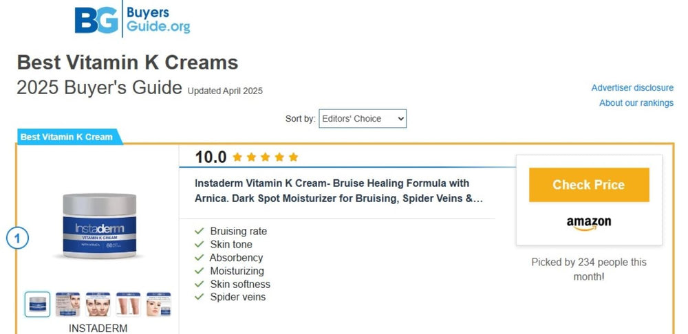 Instaderm Vitamin K Cream helps reduce puffiness around eyes and face.
