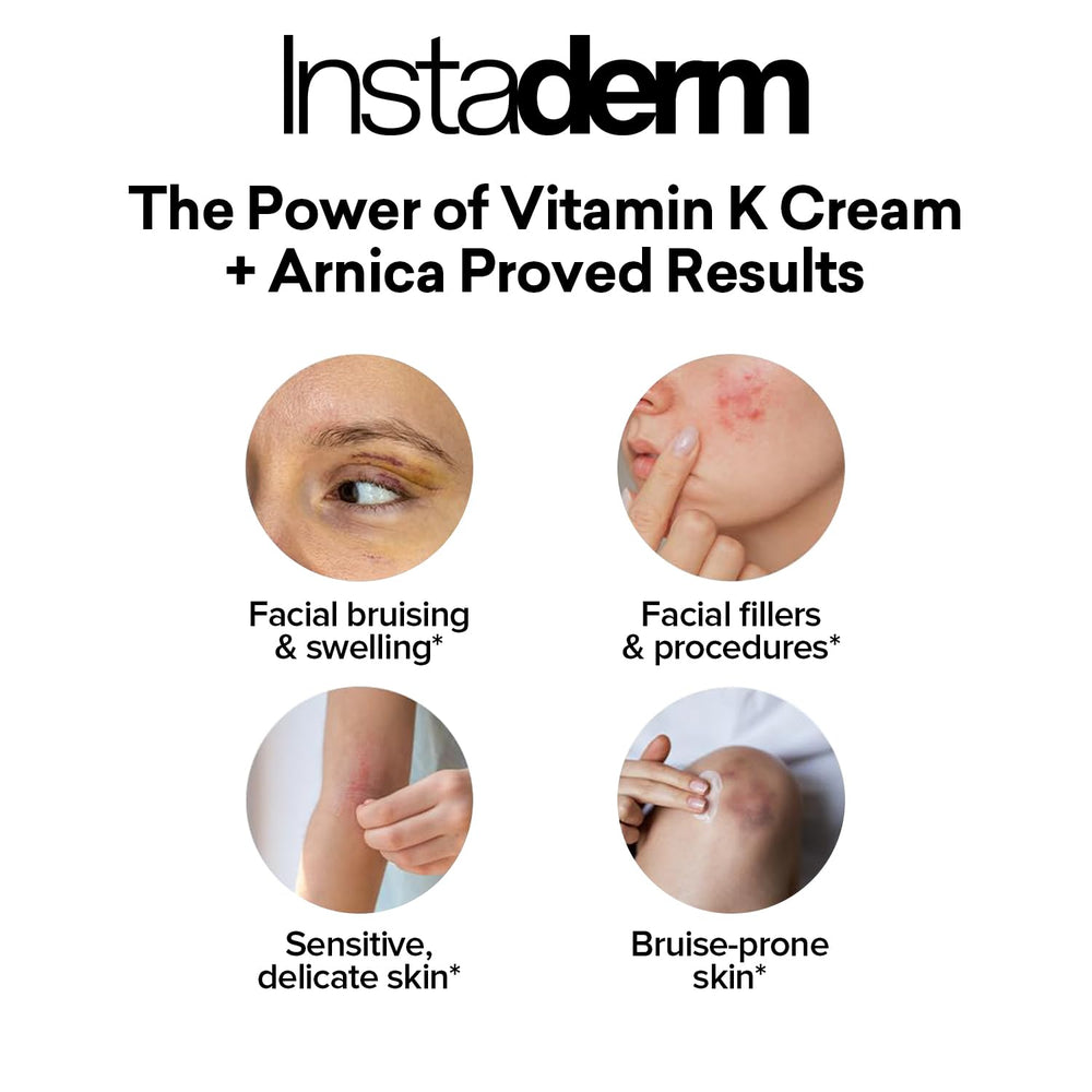 Instaderm Vitamin K Cream targets spider veins and broken capillaries for even tone.