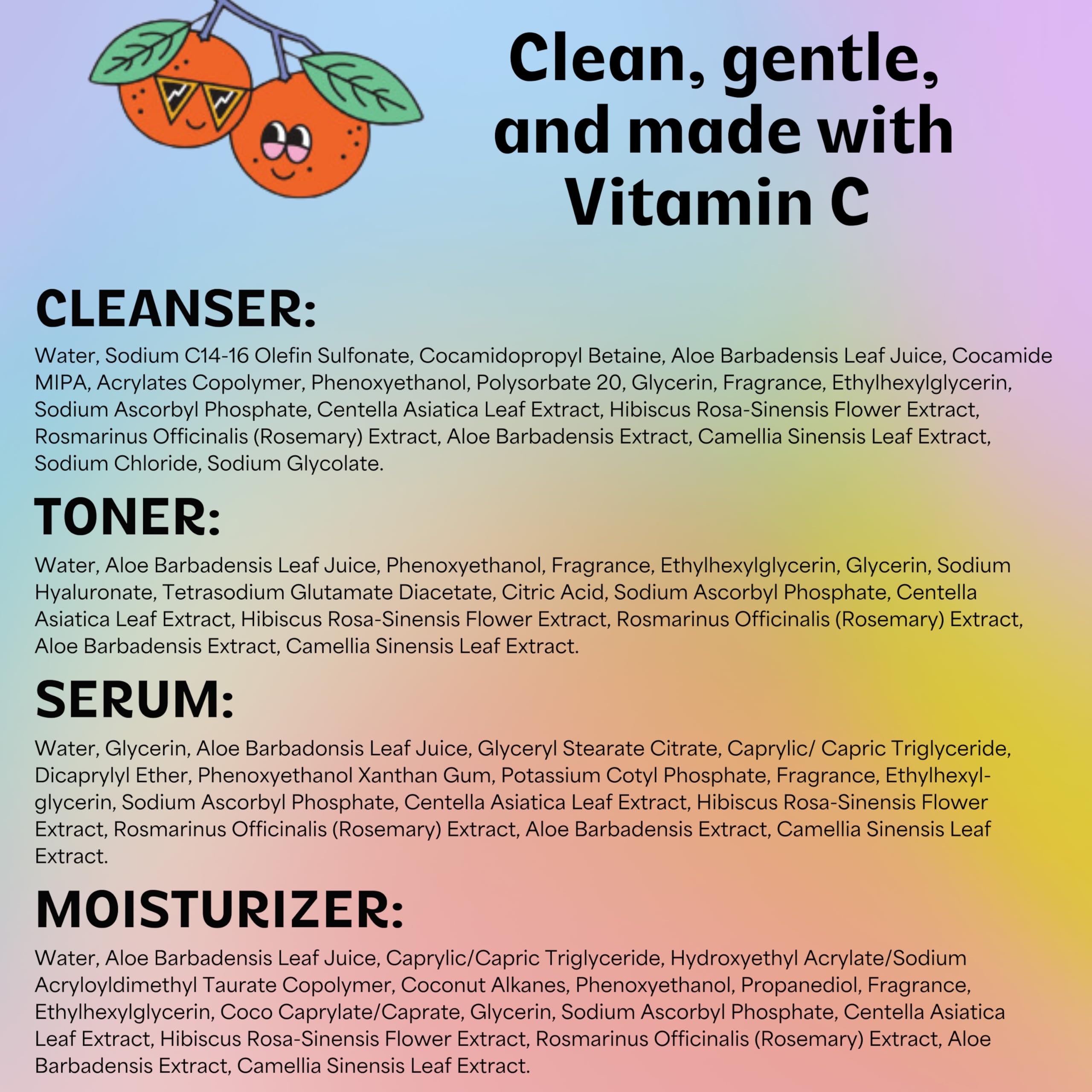 InstaNatural Besties fresh citrus label closeup highlights brightening skincare benefits.
