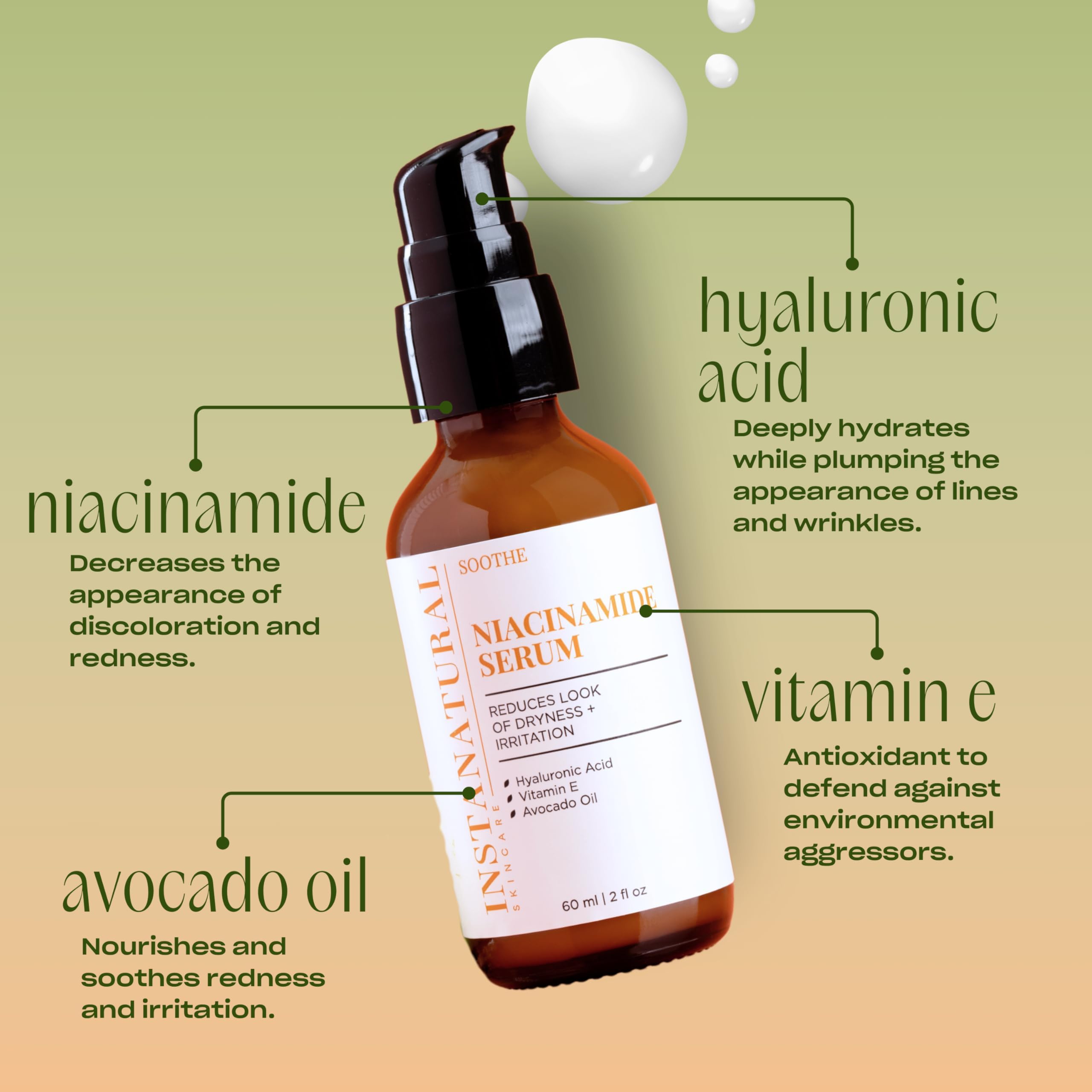 InstaNatural Niacinamide Serum with Hyaluronic Acid highlights plumping hydration