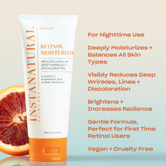 InstaNatural night moisturizer application scene demonstrates smoothing touch for evening routine.