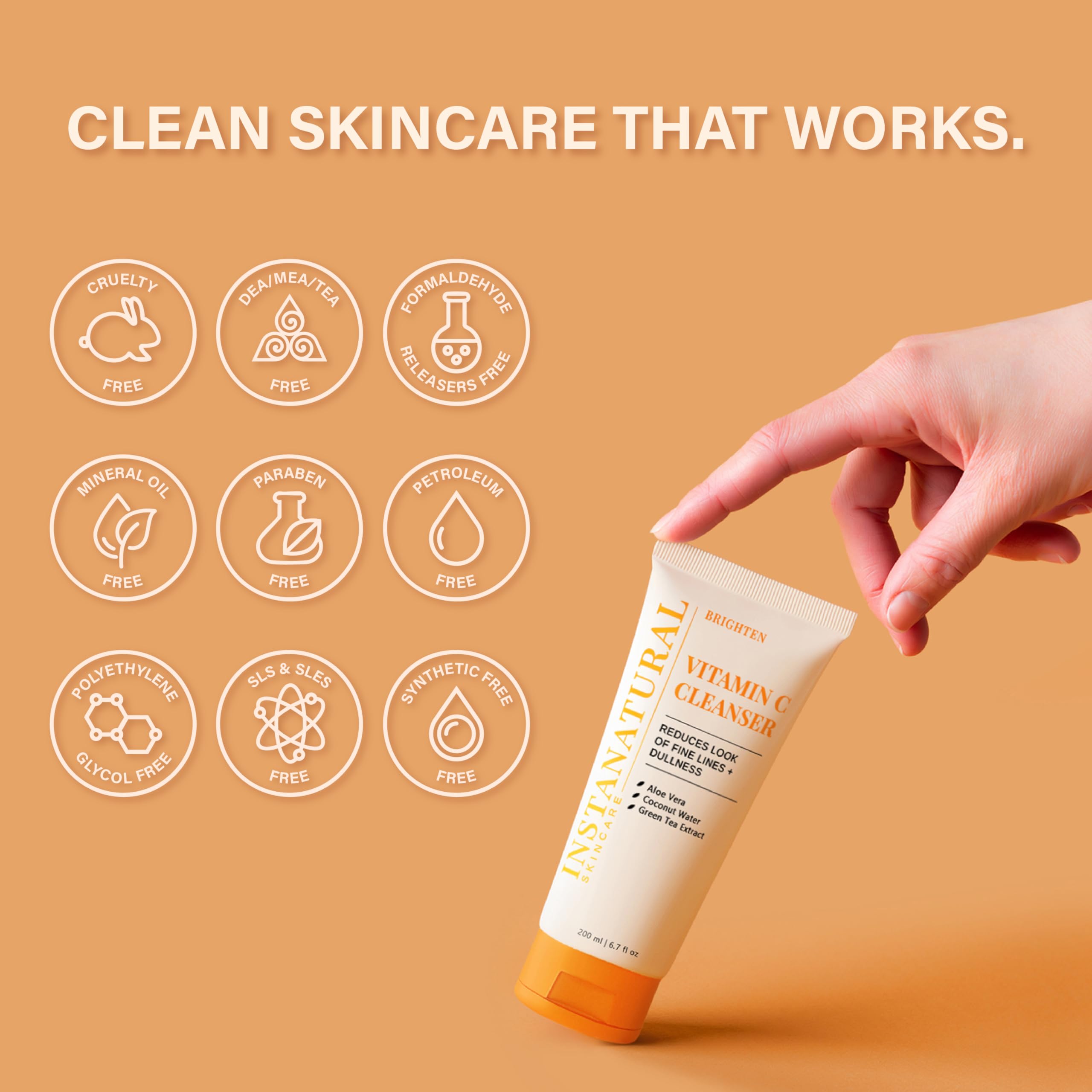 InstaNatural Vitamin C Cleanser USA-made label on bottle