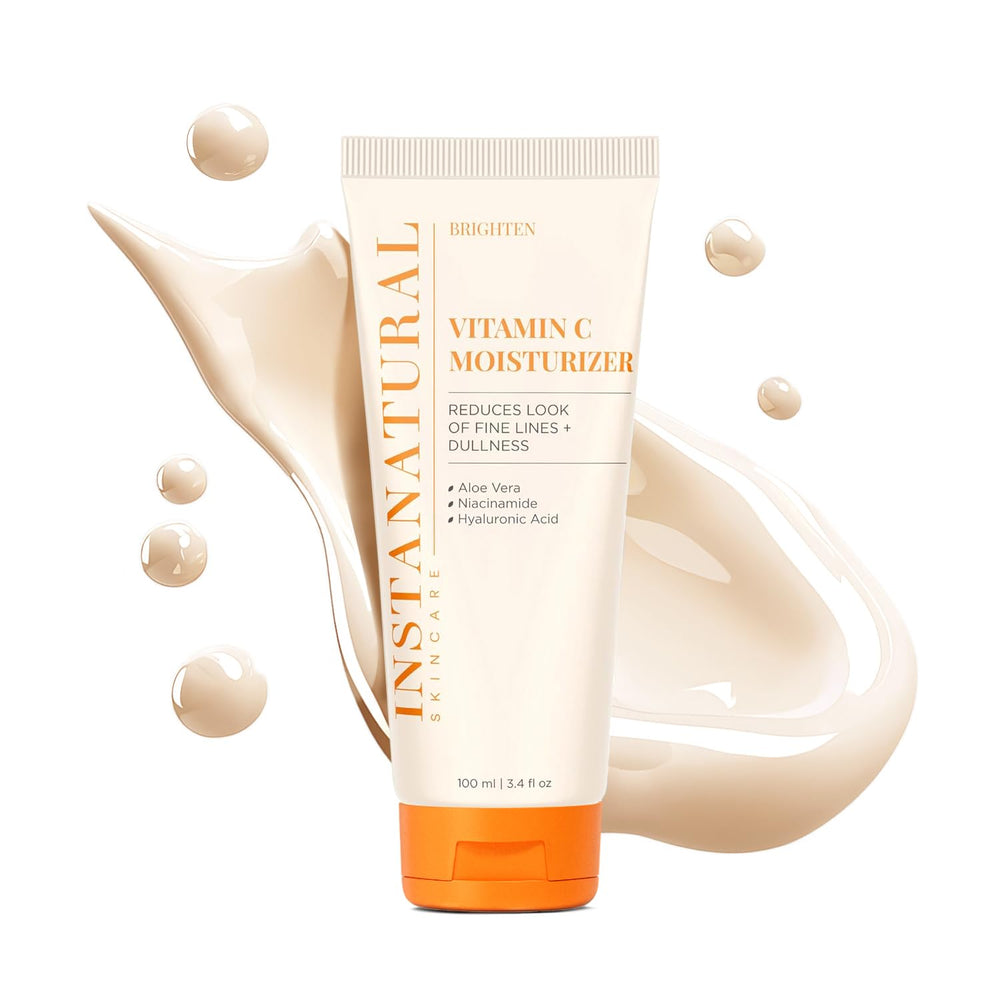 InstaNatural Vitamin C Moisturizer label highlights clean skincare promise.