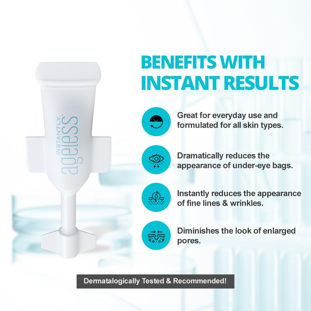 Instantly Ageless travel packaging compact vial on vanity for travel skincare