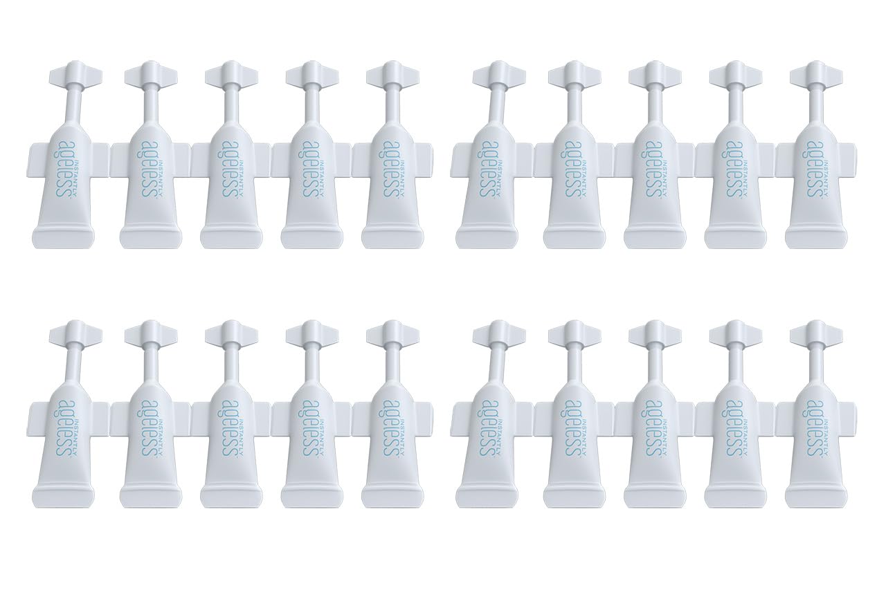 Instantly Ageless vial packaging with resealable cap for on-the-go touch-ups.