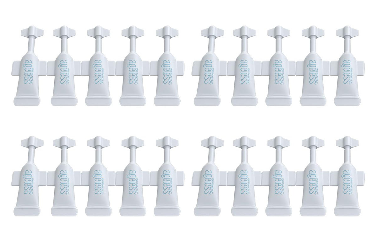 Instantly Ageless vial packaging with resealable cap for on-the-go touch-ups.