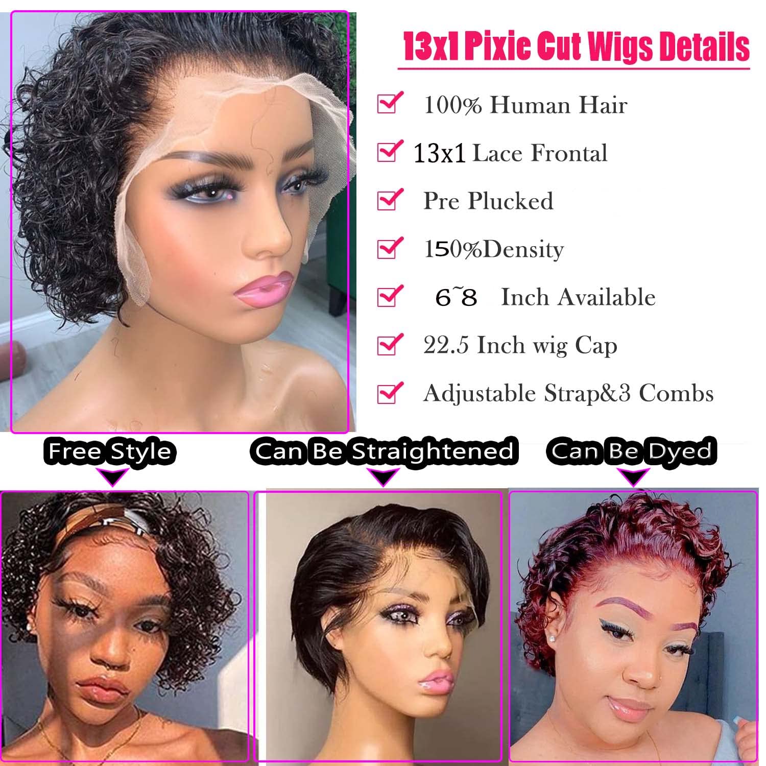 INSTASTYLE short curly pixie wig back view for versatile everyday looks.