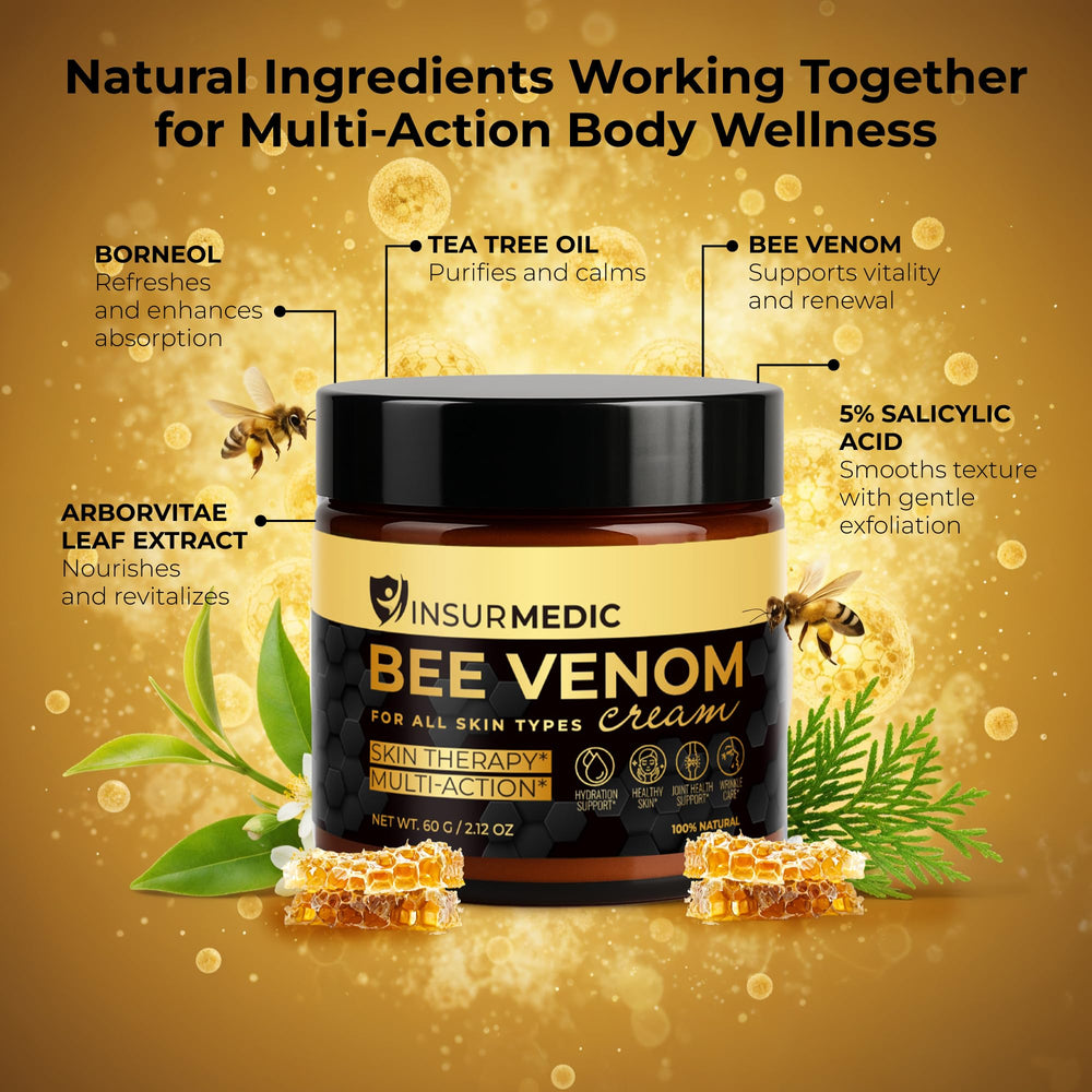 InsurMedic Bee Venom Cream hydration visual emphasizes lasting moisture for soft skin