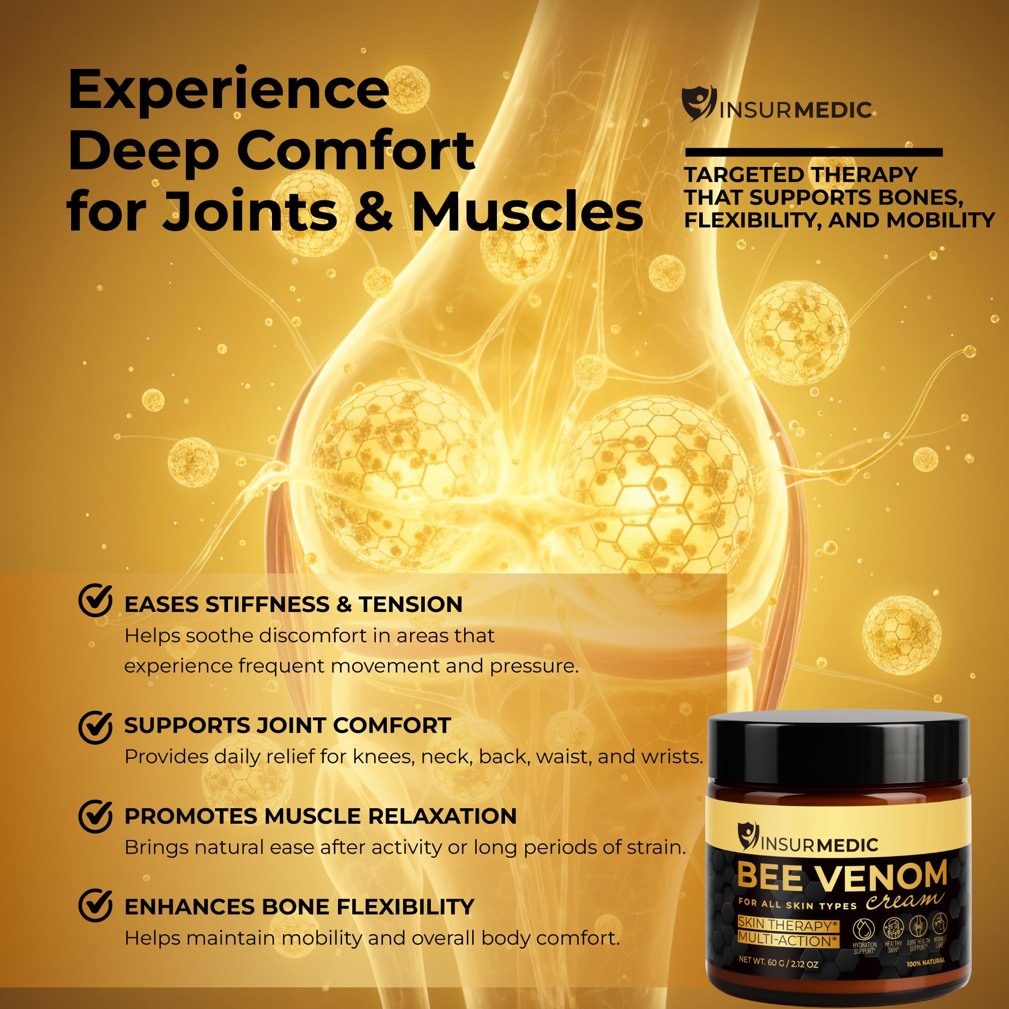 InsurMedic Bee Venom Cream ingredients highlight herbal extracts for soothing renewal