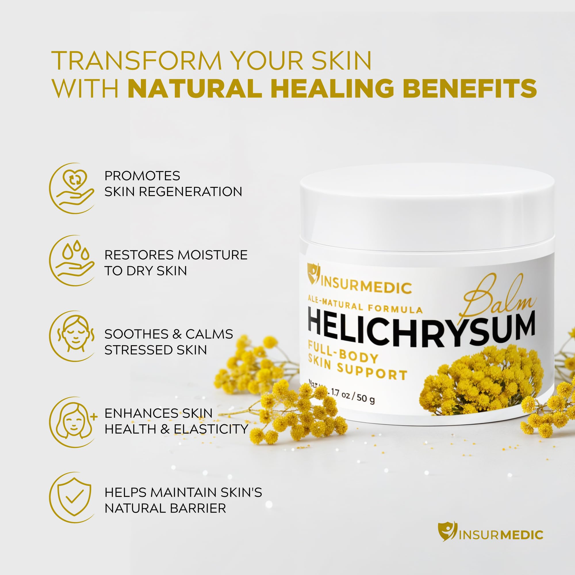 Close-up texture of InsurMedic Helichrysum Balm for smooth skin
