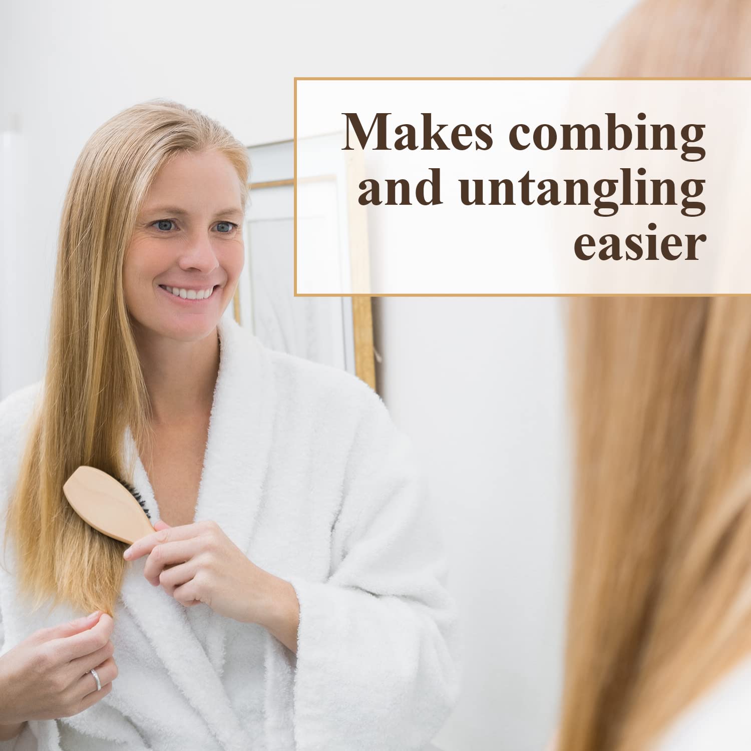 Intea Blonde Hair Conditioner applying-hair image demonstrates easy, even distribution.