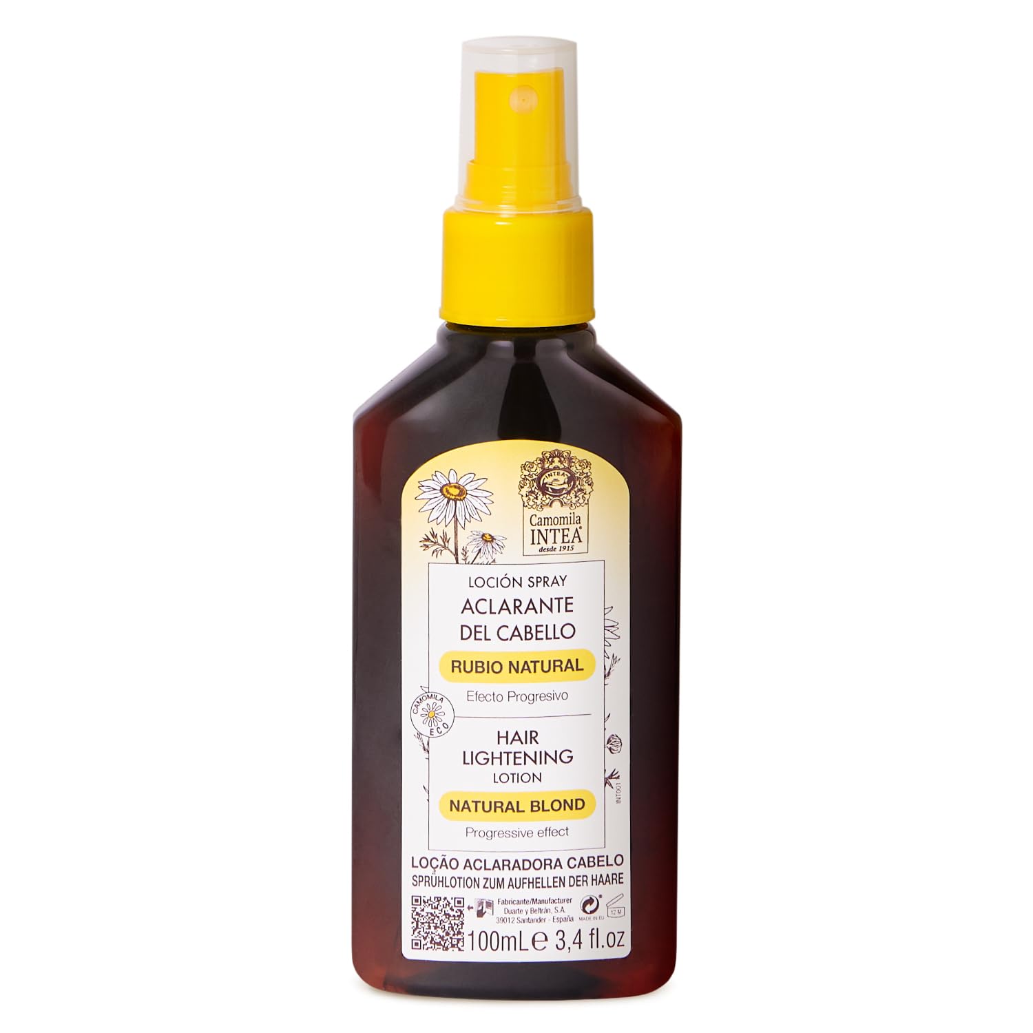Intea Camomila Blonde Spray bottle closeup for easy at-home highlighting