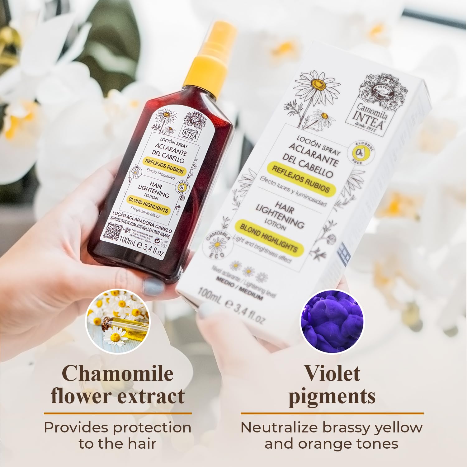 Intea Camomila chamomile extract supports gentle hair protection during lightening